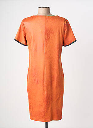Robe mi-longue manches courtes manches courtes orange HALOGENE femme