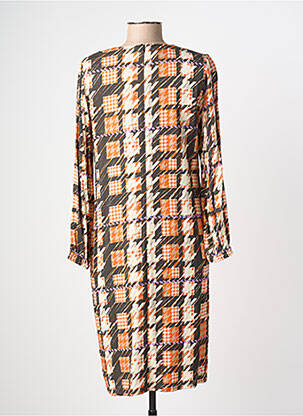 Robe mi-longue imprimé fantaisie manches longues orange GREGORY PAT femme