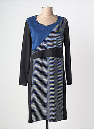 Robe mi-longue imprimé fantaisie manches longues bleu GUY DUBOUIS femme
