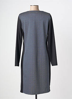 Robe mi-longue imprimé fantaisie manches longues bleu GUY DUBOUIS femme