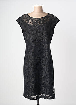 Robe mi-longue manches courtes manches courtes noir GUY DUBOUIS femme