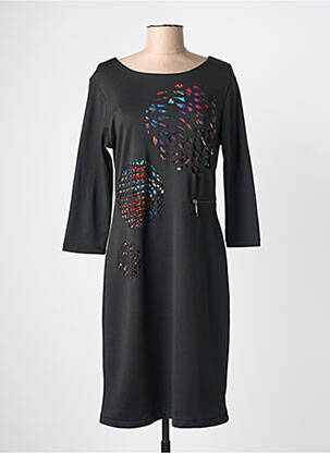 Robe mi-longue manches longues manches longues noir GUY DUBOUIS femme
