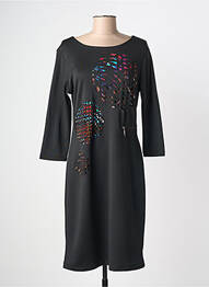 Robe mi-longue manches longues manches longues noir GUY DUBOUIS femme
