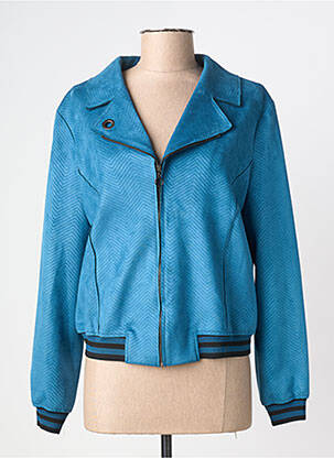 Veste casual tissage suedine bleu GUY DUBOUIS femme