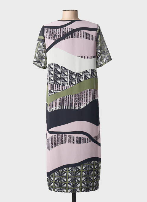 Robe mi-longue imprimé fantaisie manches courtes noir GUY DUBOUIS femme