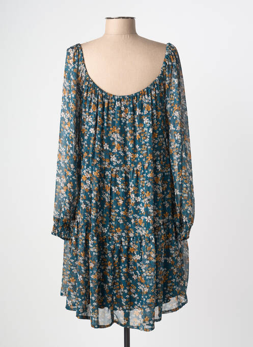 Robe mi-longue imprimé fleurs manches longues vert COULEURS DU TEMPS femme