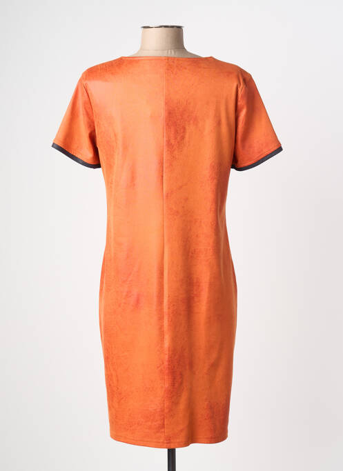Robe mi-longue manches courtes manches courtes orange HALOGENE femme