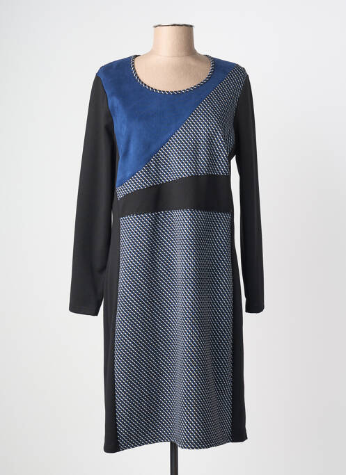 Robe mi-longue imprimé fantaisie manches longues bleu GUY DUBOUIS femme