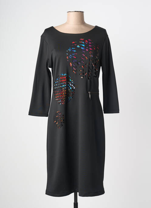 Robe mi-longue manches longues manches longues noir GUY DUBOUIS femme