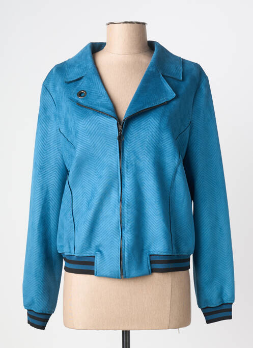 Veste casual tissage suedine bleu GUY DUBOUIS femme
