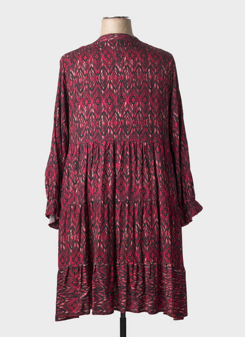 Robe mi-longue imprimé fantaisie manches longues rose COULEURS DU TEMPS femme