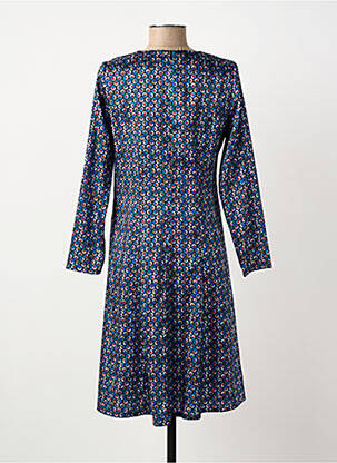 Robe mi-longue imprimé fantaisie manches longues bleu GREGORY PAT femme