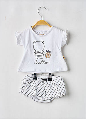 Ensemble short manches courtes blanc MAYORAL fille