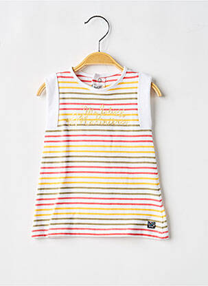 Robe courte maille fine sans manche blanc ELLE EST OU LA MER fille