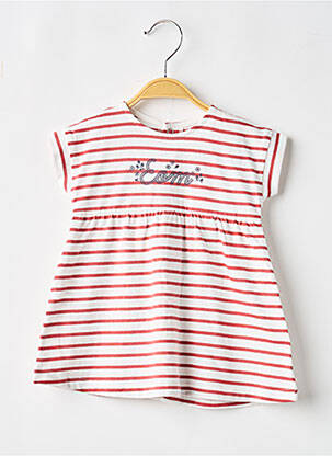 Robe mi-longue manches courtes manches courtes rouge ELLE EST OU LA MER fille