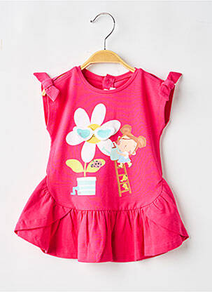 Robe mi-longue manches courtes manches courtes rose MAYORAL fille
