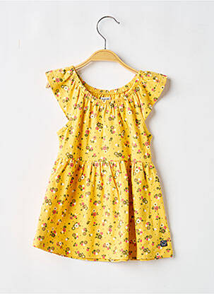 Robe mi-longue manches courtes manches courtes jaune ELLE EST OU LA MER fille