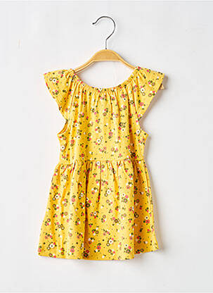 Robe mi-longue manches courtes manches courtes jaune ELLE EST OU LA MER fille