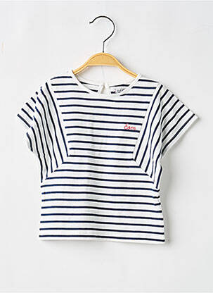 T-shirt fermeture boutonnée au dos manches courtes bleu ELLE EST OU LA MER fille