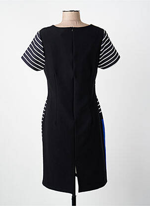 Robe mi-longue imprimé fantaisie manches courtes noir GUY DUBOUIS femme