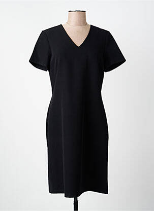 Robe mi-longue fermeture zippée au dos manches courtes noir GUY DUBOUIS femme