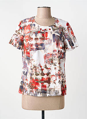 T-shirt imprimé fantaisie manches courtes rouge GUY DUBOUIS femme