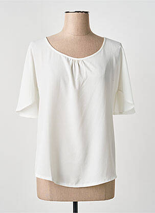 Top tissage crêpe manches courtes blanc FRANCE RIVOIRE femme