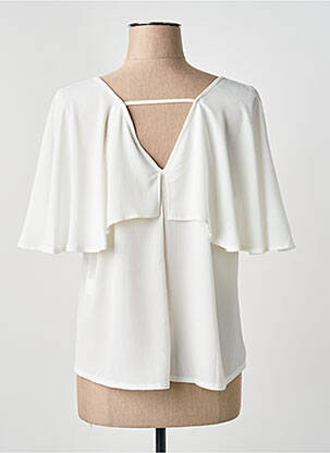 Top tissage crêpe manches courtes blanc FRANCE RIVOIRE femme