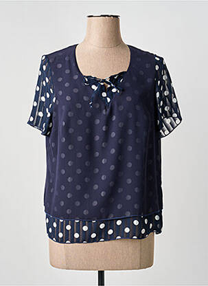 Blouse légère et transparente manches courtes bleu GUY DUBOUIS femme