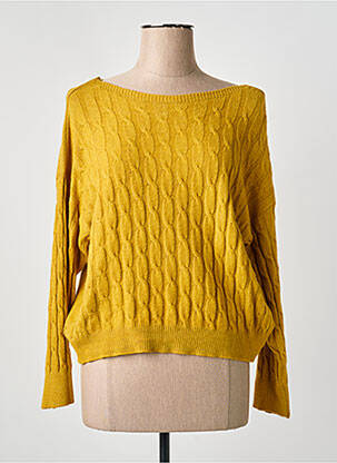 Pull coupe droite manches longues jaune COULEURS DU TEMPS femme