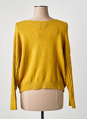 Pull coupe droite manches longues jaune COULEURS DU TEMPS femme