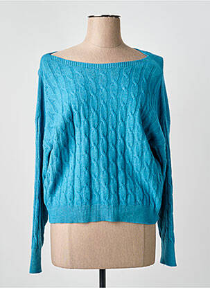Pull coupe droite manches longues bleu COULEURS DU TEMPS femme