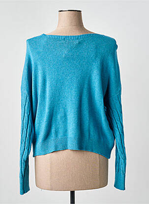 Pull coupe droite manches longues bleu COULEURS DU TEMPS femme