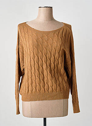 Pull coupe droite manches longues marron COULEURS DU TEMPS femme