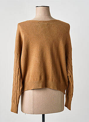 Pull coupe droite manches longues marron COULEURS DU TEMPS femme