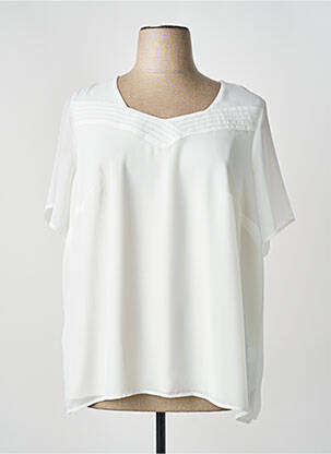 Top tissage crêpe manches courtes blanc GUY DUBOUIS femme