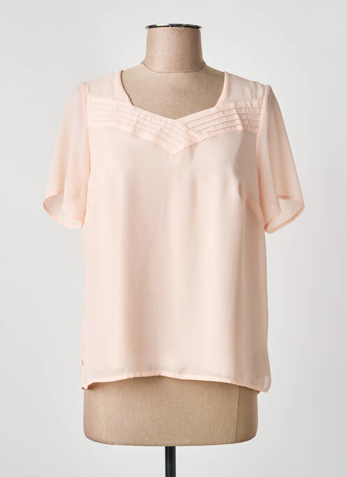 Top coupe fluide manches courtes rose clair GUY DUBOUIS femme