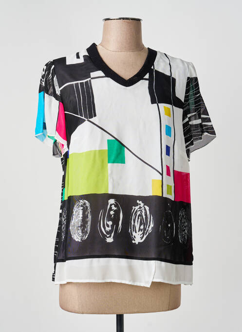 Top imprimé fantaisie manches courtes blanc IMPULSION femme