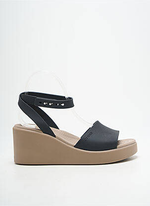 Sandales/nu pieds matière lisse talon de 7 à 9cm noir CROCS femme
