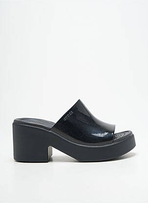 Mules/sabots tissage satiné talon de 7 à 9cm noir CROCS femme