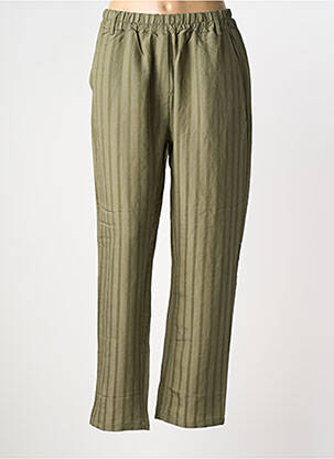Pantalon droit tissage popeline taille normale vert NINETTE femme
