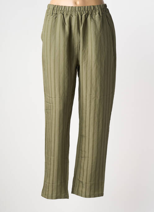 Pantalon droit tissage popeline taille normale vert NINETTE femme