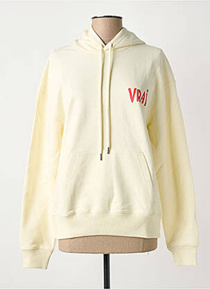 Sweat-shirt à capuche poches manches longues beige VRAI* femme