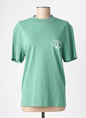 T-shirt sérigraphie manches courtes vert VRAI* femme
