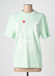 T-shirt sérigraphie manches courtes vert VRAI* femme