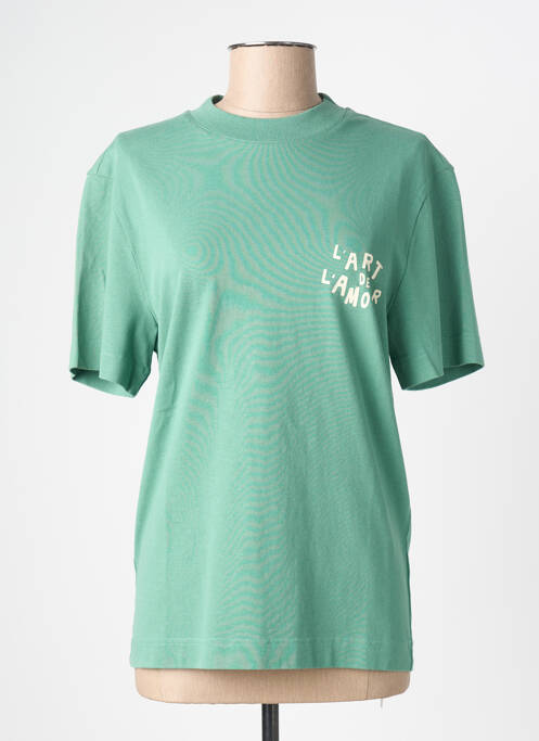 T-shirt sérigraphie manches courtes vert VRAI* femme