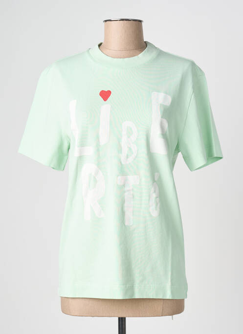 T-shirt sérigraphie manches courtes vert VRAI* femme
