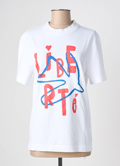 T-shirt sérigraphie manches courtes blanc VRAI* femme