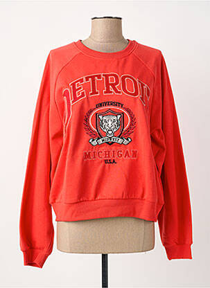 Sweat-shirt broderie manches longues rouge ONLY femme