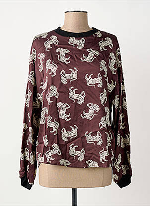 Top coupe cintrée manches longues marron IMPREVU femme